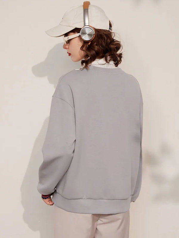 Sweater Women Layered-Look Folded Collar Relaxed Fit