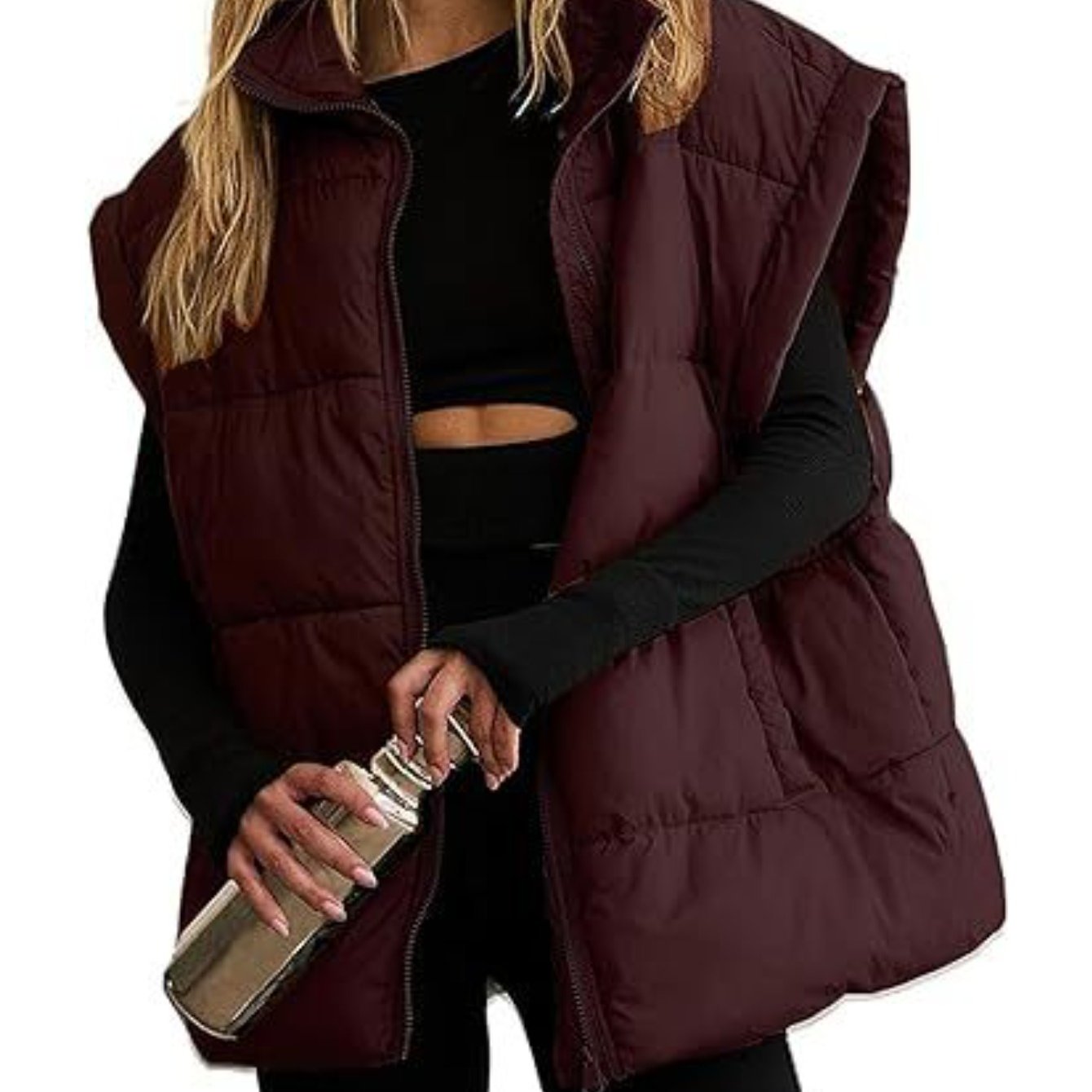 Vest Women Sleeveless Puffer Vest with High Collar