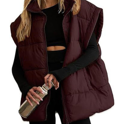 Vest Women Sleeveless Puffer Vest with High Collar