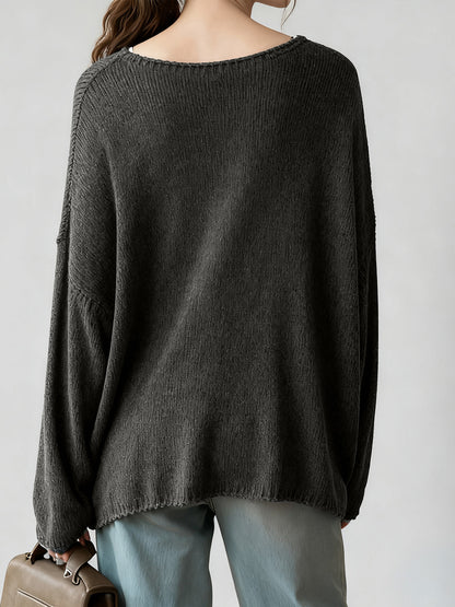 Sweater Women Loose Fit Crew Neck Textured Design