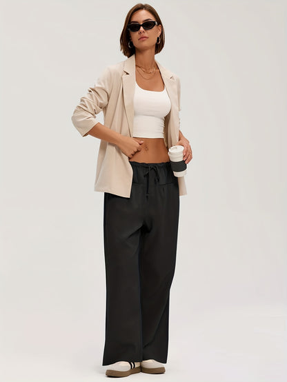 Pants Women Relaxed Wide-Leg Drawstring Style