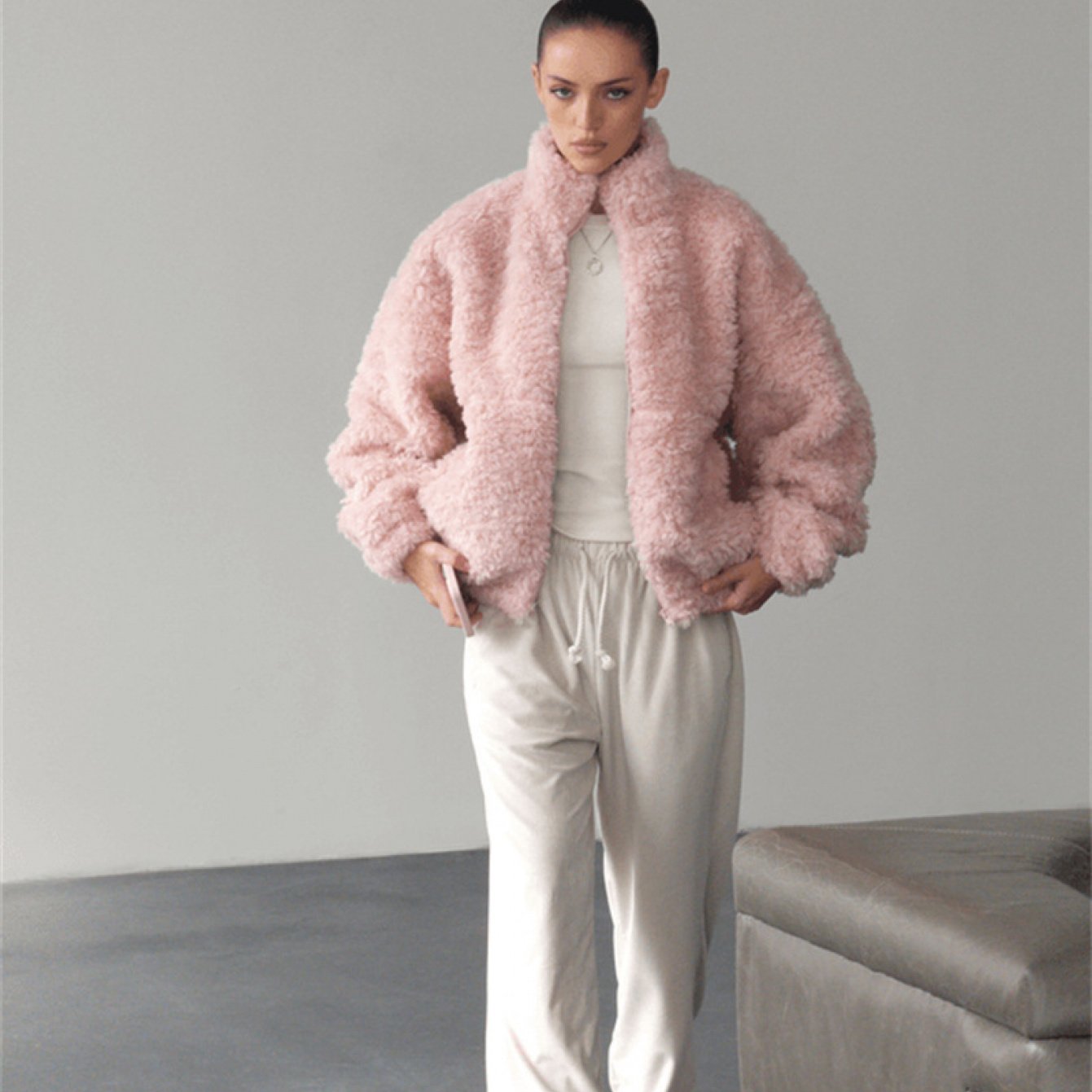 Jacket Women Oversized High-Collar Outerwear