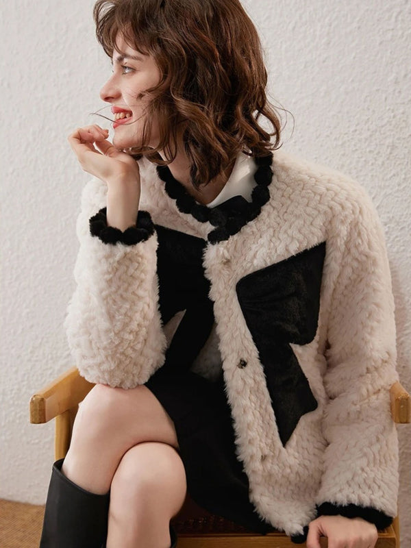 Coat Women Bow-Accent Faux-Fur Full-Length