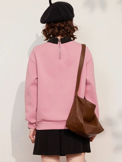 Sweater Women Embroidered Butterfly Crew Neck Relaxed Fit