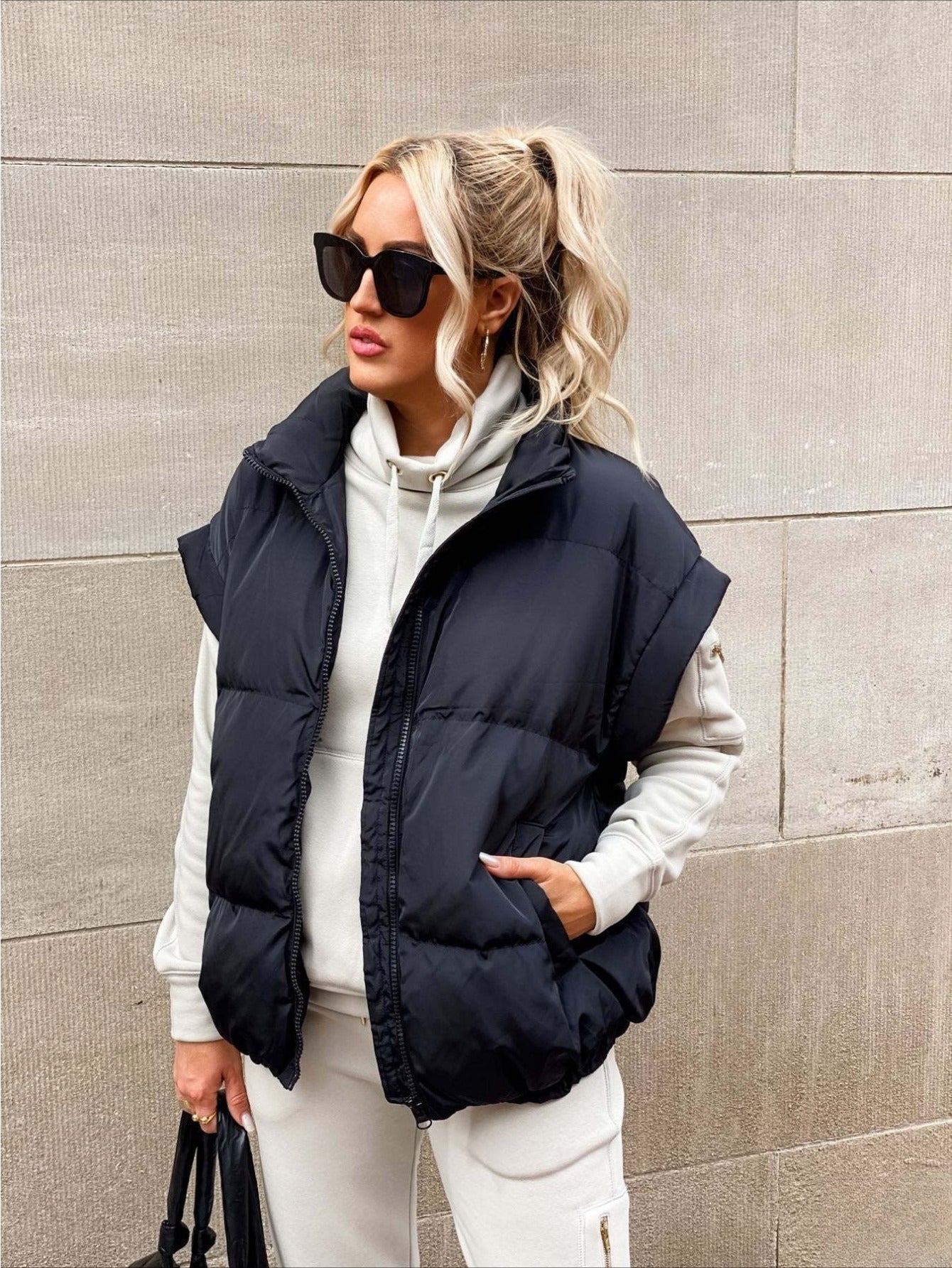 Vest Women Sleeveless Puffer Vest with High Collar