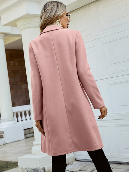 Coat Women Long Lapel Double-Breasted Outerwear