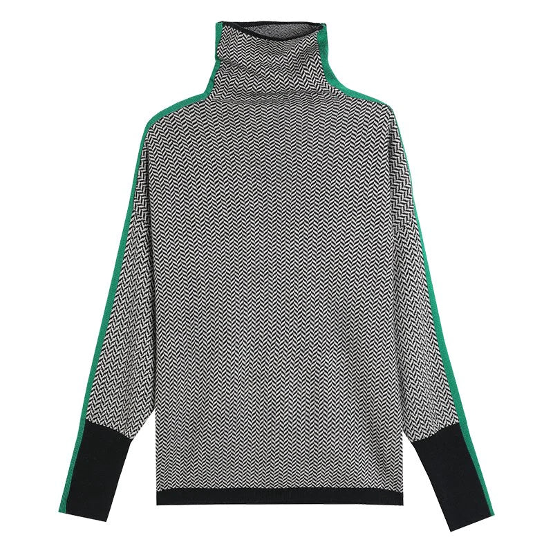 Turtleneck Sweater Women Ribbed Neck Regular Fit