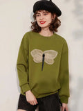 Sweater Women 3-D Dragonfly Detail Dropped-Shoulder Relaxed Fit