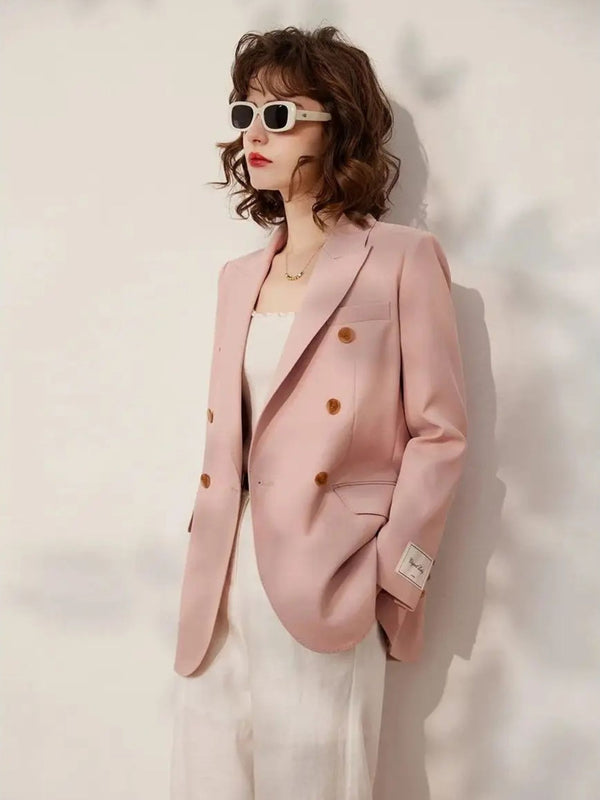 Blazer Women Tailored Fit Double-Breasted Button Front