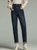 Trousers Women High-Waist Straight-Leg Ankle Length Embroidered