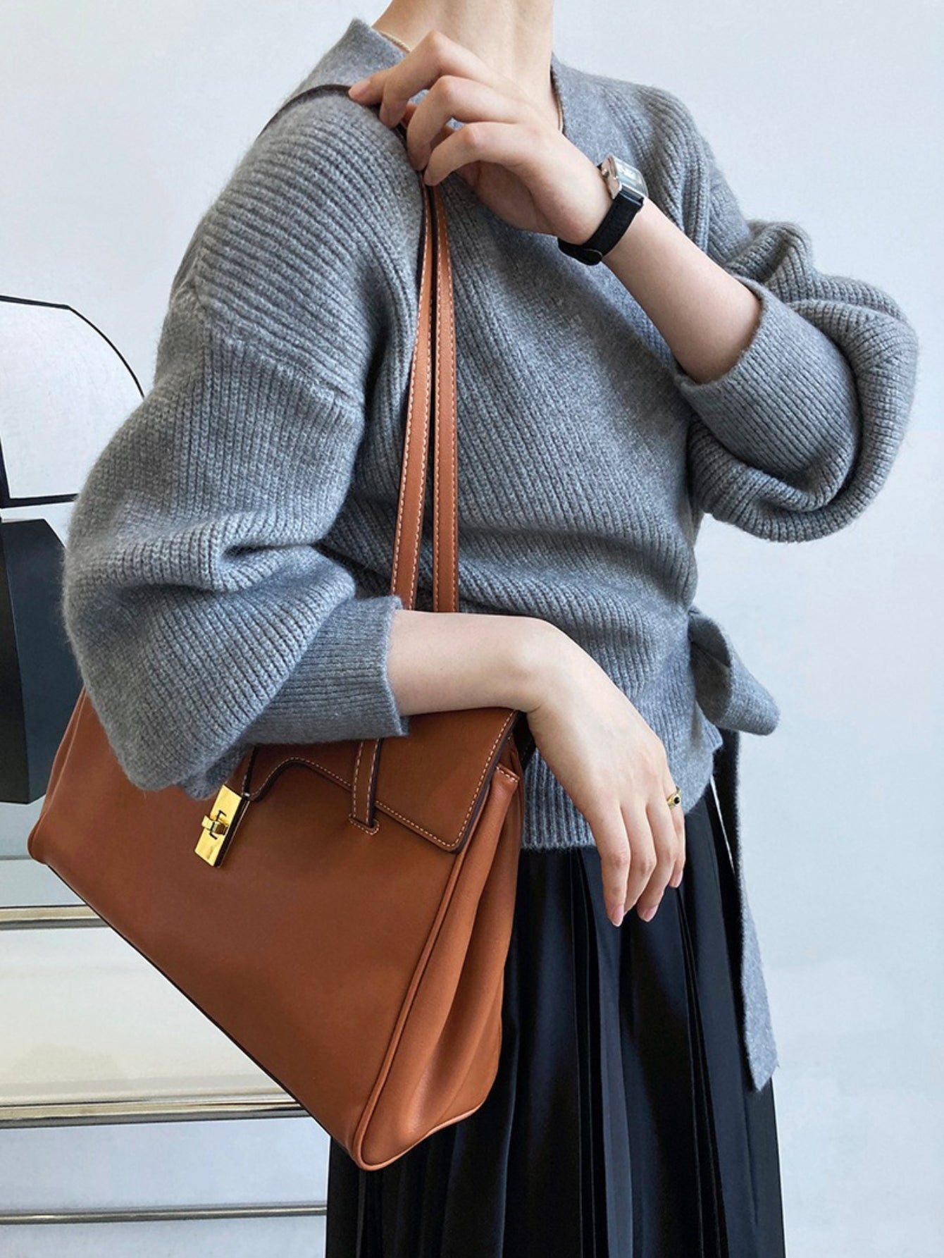 Top Women Wrap Sweater V-Neck Waist Tie