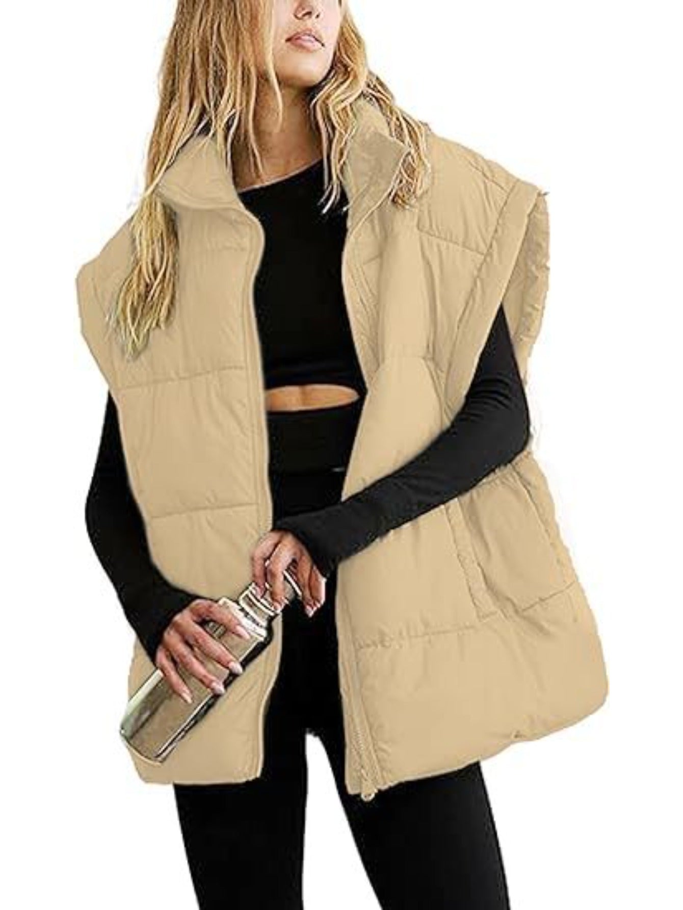 Vest Women Sleeveless Puffer Vest with High Collar