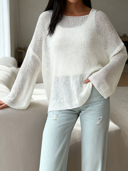 Sweater Women Loose Fit Crew Neck Textured Design