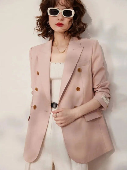 Blazer Women Tailored Fit Double-Breasted Button Front