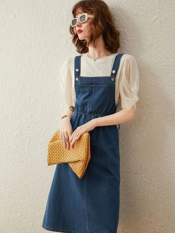 Dress Women Denim Midi Relaxed Fit