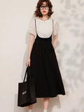 Dress Women Sleeved Blouse Layered Combo A-Line Suspender