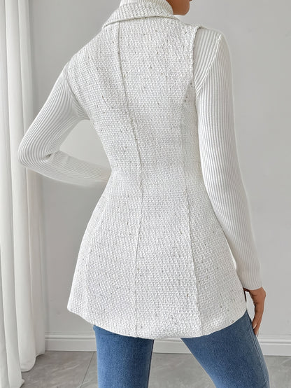 Blazer Women’s Tailored Button-Front Mid-Thigh Blazer