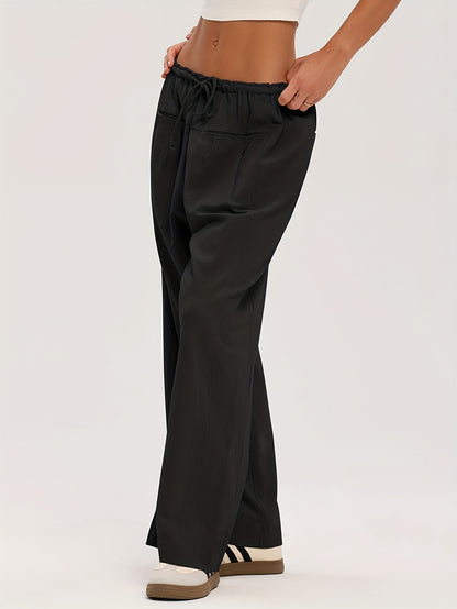 Pants Women Relaxed Wide-Leg Drawstring Style