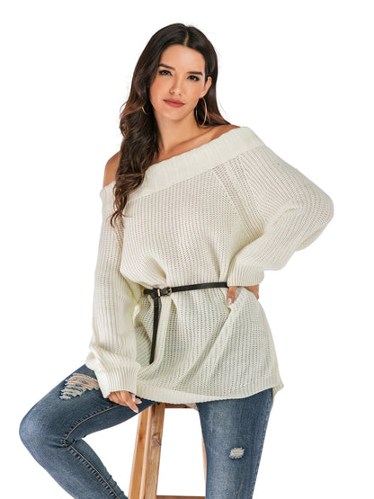 Sweater Women Oversized Off-Shoulder Textured Design