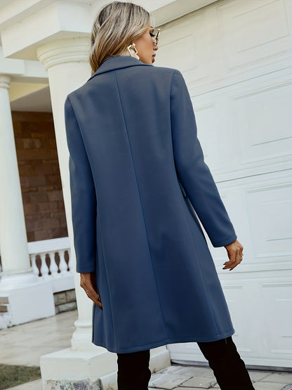 Coat Women Long Lapel Double-Breasted Outerwear