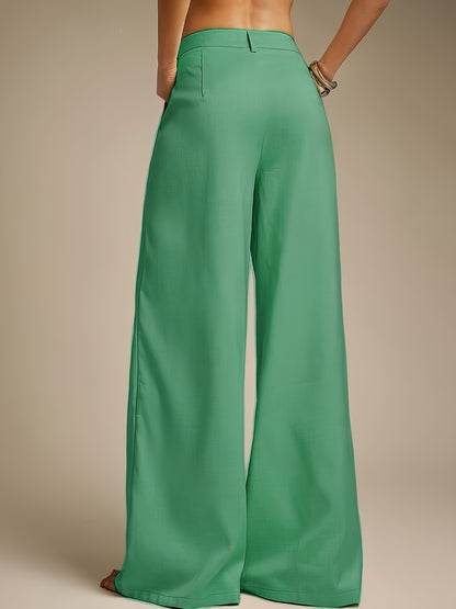 Pants Women Wide-Leg High-Rise Pleated Fit