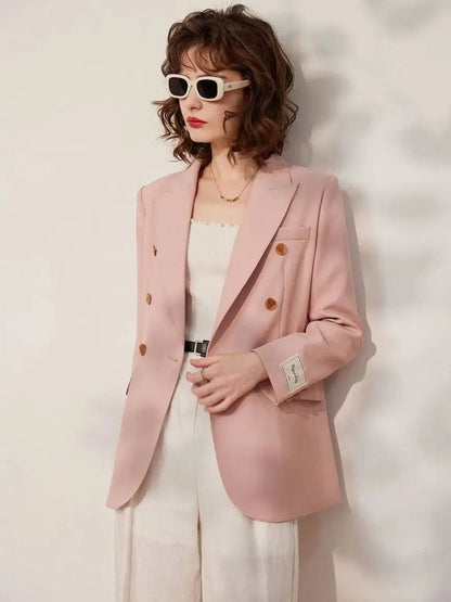 Blazer Women Tailored Fit Double-Breasted Button Front