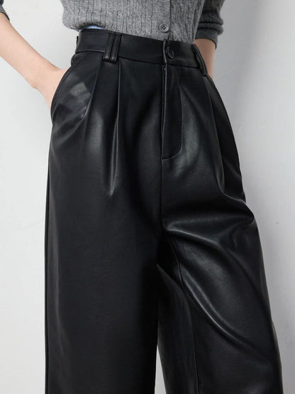 Trousers Women High-Waist Wide-Leg Full-Length