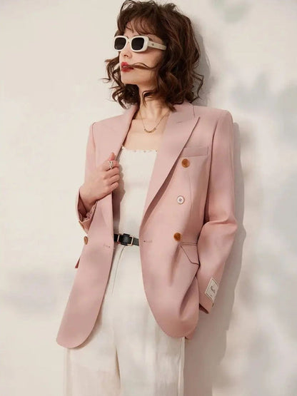 Blazer Women Tailored Fit Double-Breasted Button Front