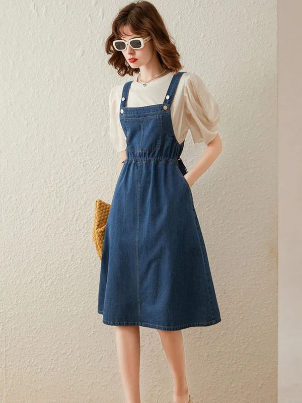 Dress Women Denim Midi Relaxed Fit