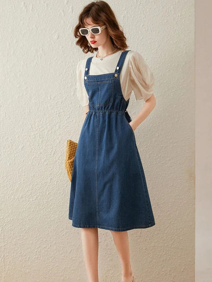Dress Women Denim Midi Relaxed Fit
