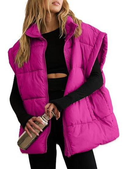 Vest Women Sleeveless Puffer Vest with High Collar