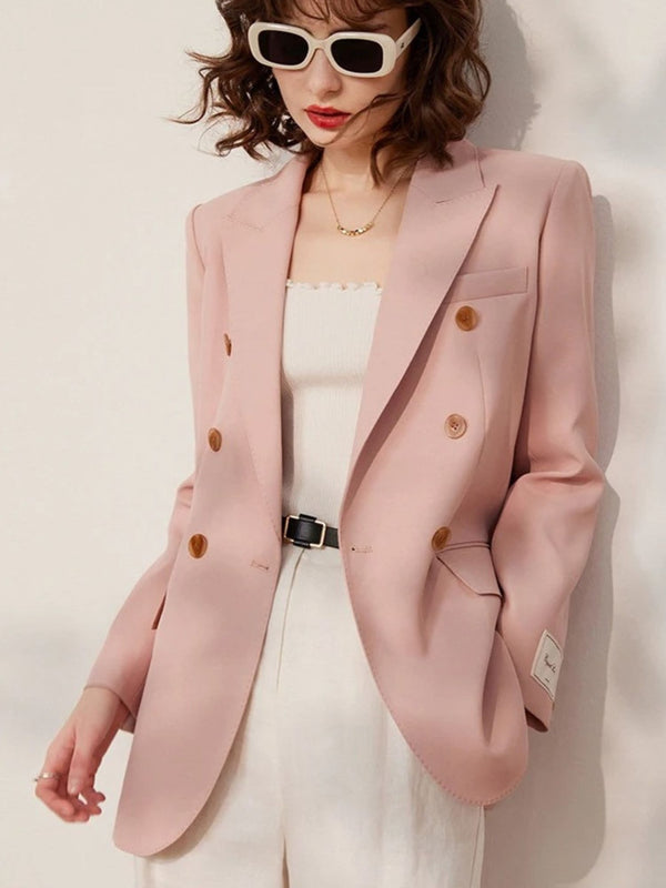 Blazer Women Tailored Fit Double-Breasted Button Front