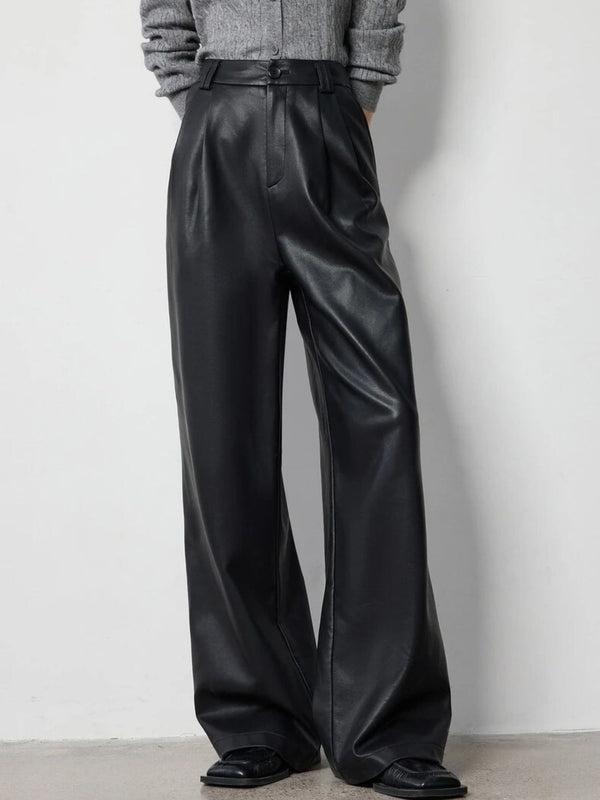 Trousers Women High-Waist Wide-Leg Full-Length