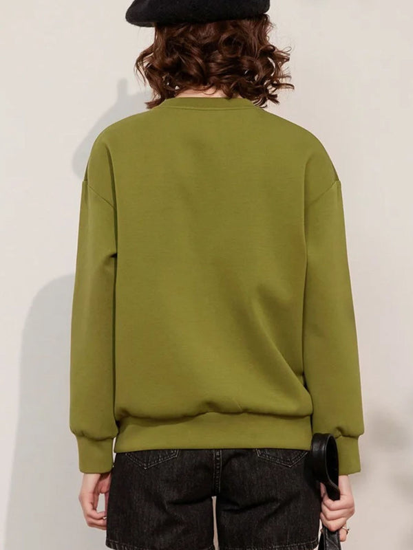 Sweater Women 3-D Dragonfly Detail Dropped-Shoulder Relaxed Fit