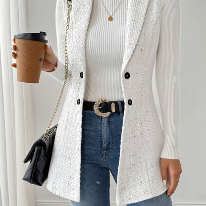 Blazer Women’s Tailored Button-Front Mid-Thigh Blazer