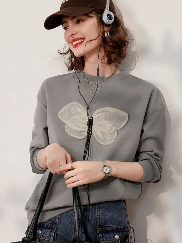 Sweater Women 3-D Dragonfly Detail Dropped-Shoulder Relaxed Fit