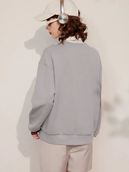 Sweater Women Layered-Look Folded Collar Relaxed Fit