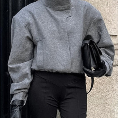 Jacket Women Structured Straight-Cut with High Collar