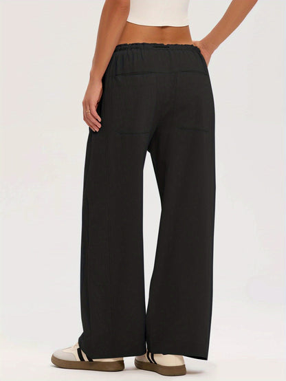 Pants Women Relaxed Wide-Leg Drawstring Style