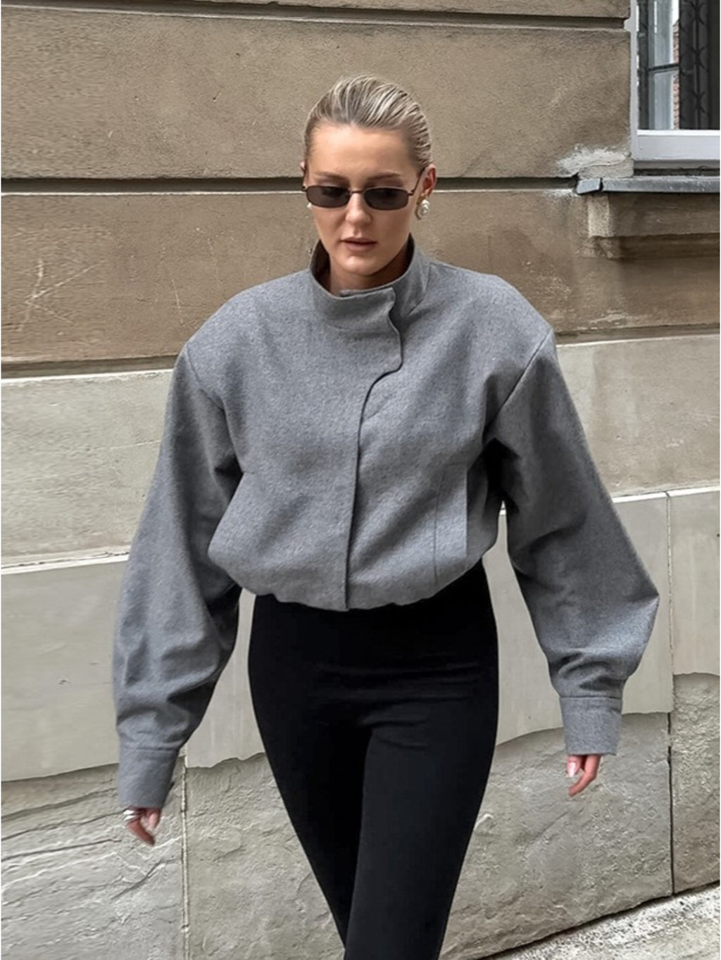 Jacket Women Structured Straight-Cut with High Collar