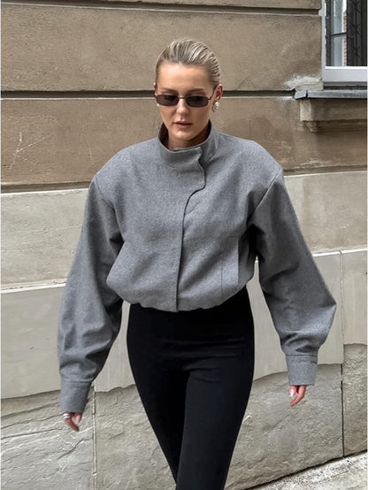 Jacket Women Structured Straight-Cut with High Collar