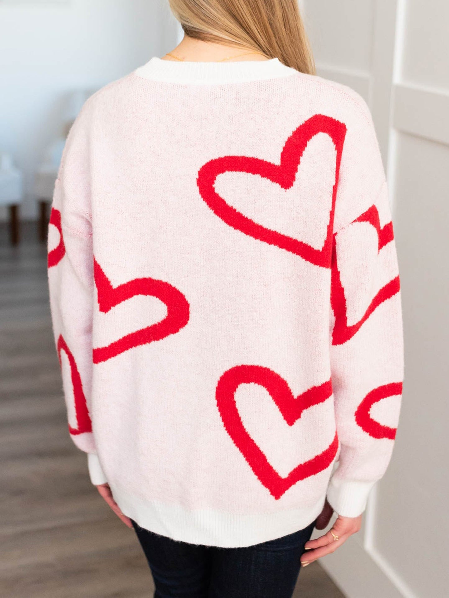 Sweater Women Crew Neck Oversized Heart Design