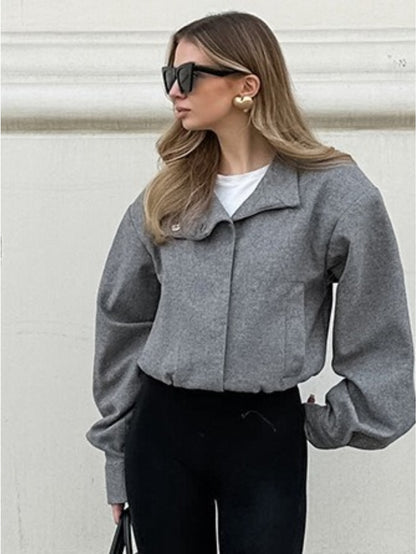 Jacket Women Structured Straight-Cut with High Collar