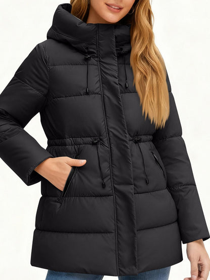 Winter Jacket Women Long Single-Breasted Padded Outerwear