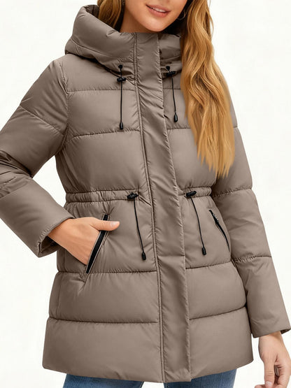 Winter Jacket Women Long Single-Breasted Padded Outerwear