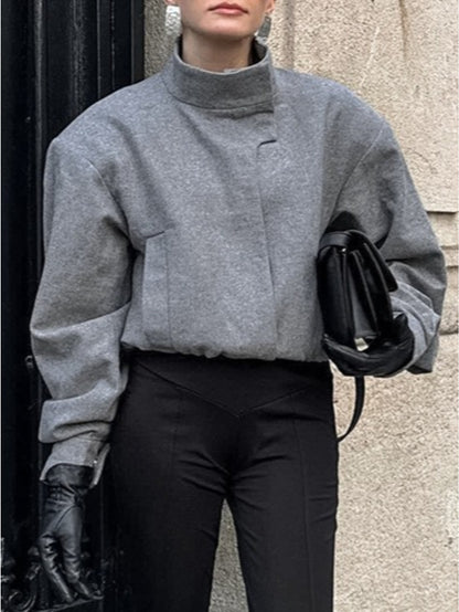 Jacket Women Structured Straight-Cut with High Collar