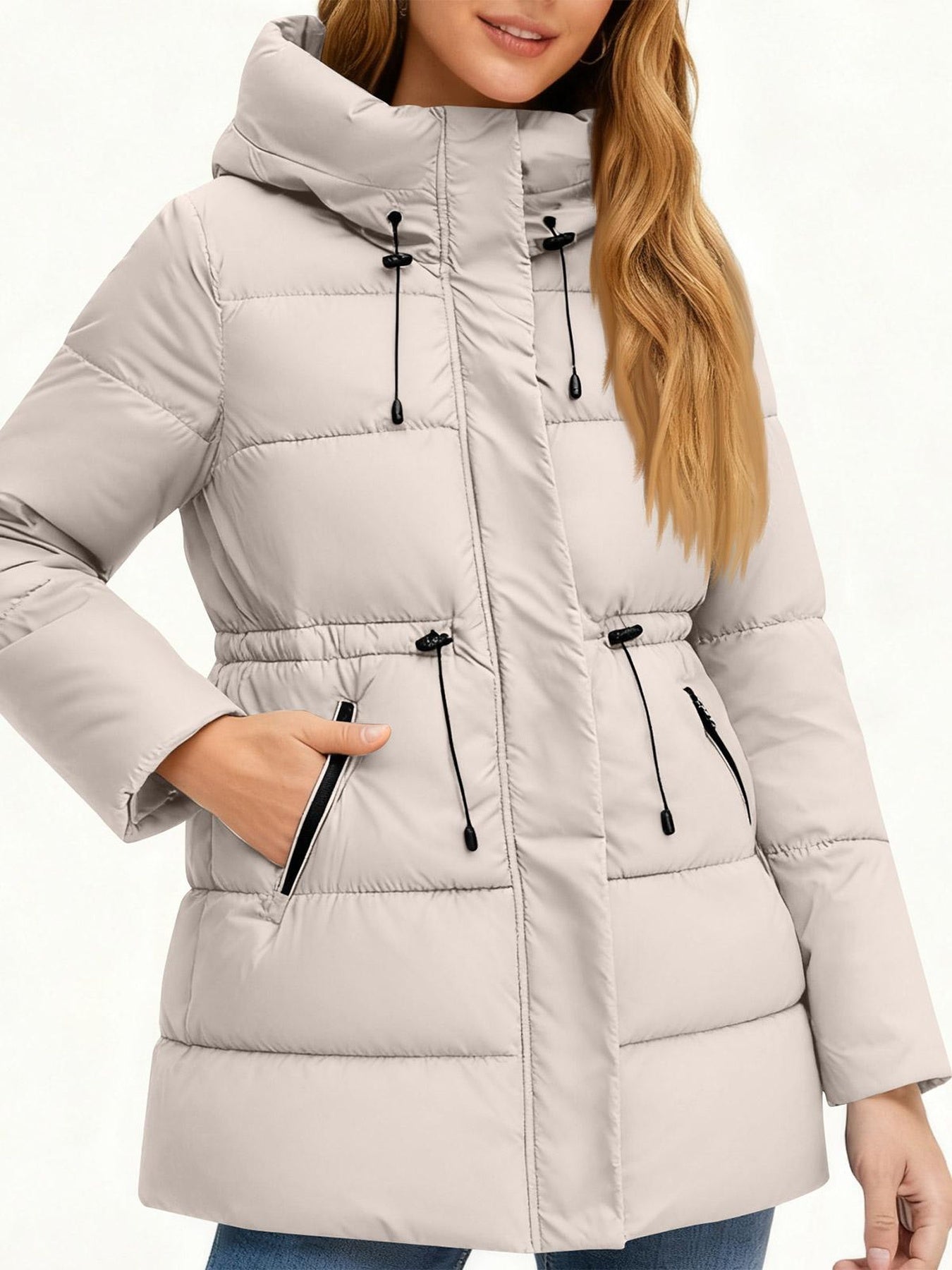 Winter Jacket Women Long Single-Breasted Padded Outerwear