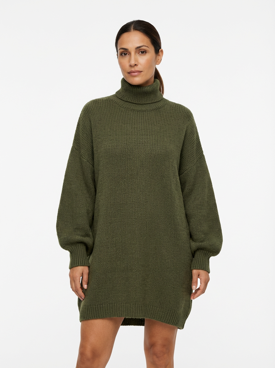 Mini Dress Women Loose Fit Long Sleeve Crew Neck Vintage Style