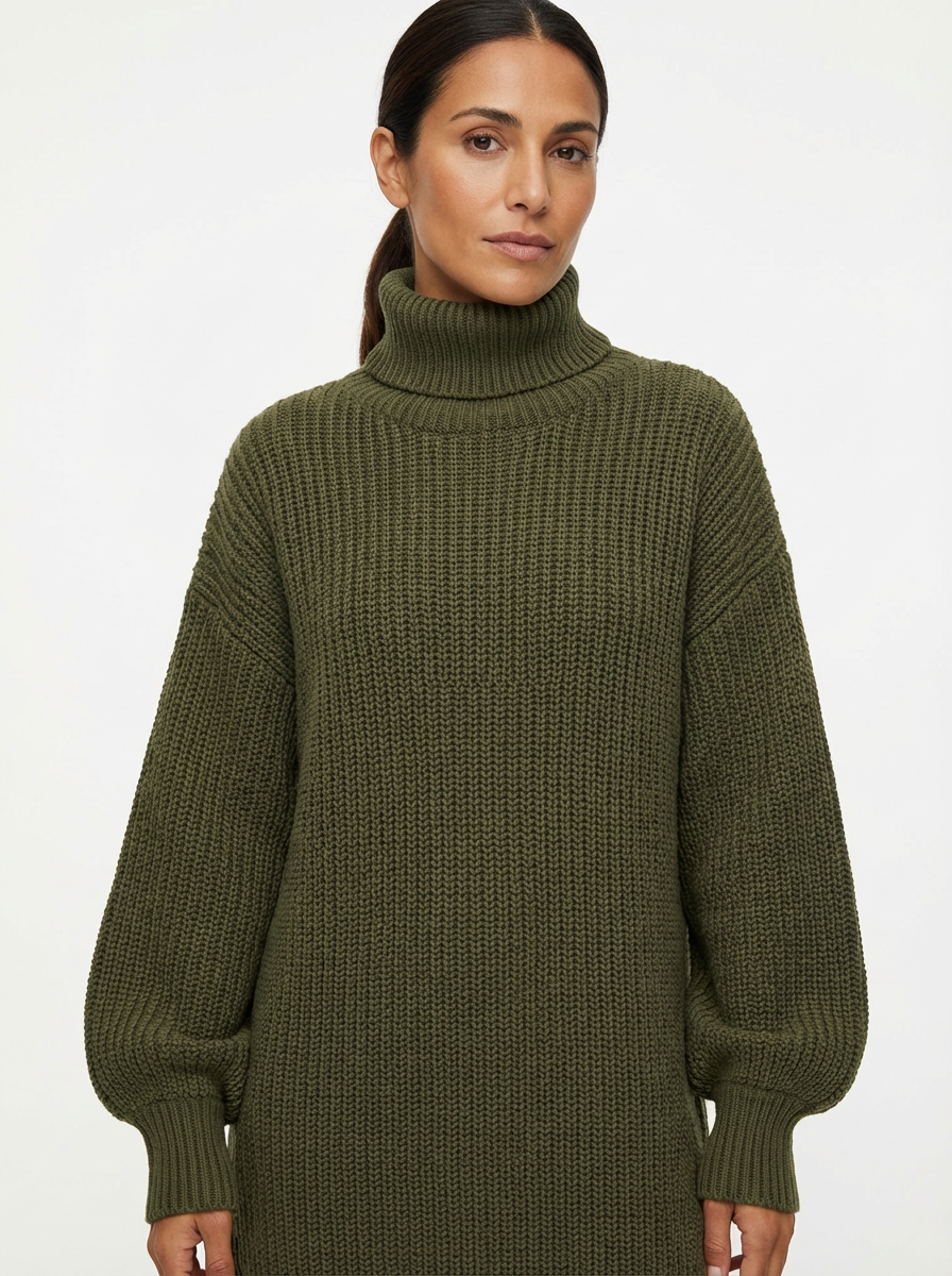 Mini Dress Women Loose Fit Long Sleeve Crew Neck Vintage Style