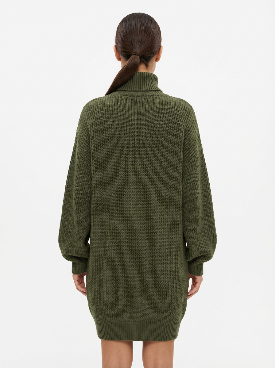 Mini Dress Women Loose Fit Long Sleeve Crew Neck Vintage Style